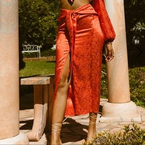 Runaway the label orange maxi skirt